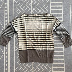 Tory Burch Black and Cream Striped Top